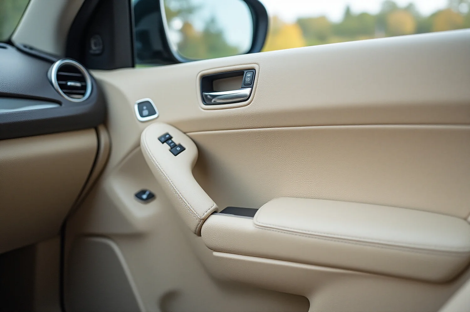 Automobilio durų porankio ir rankenos detalė